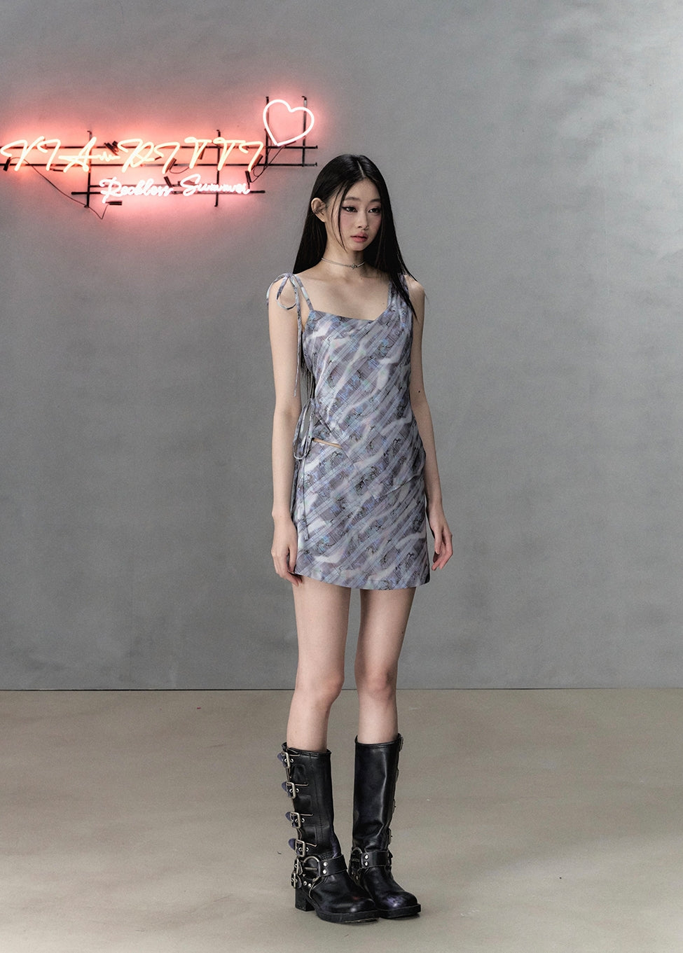 Colorful Plaid Camisole & A-Line Short Skirt Setup