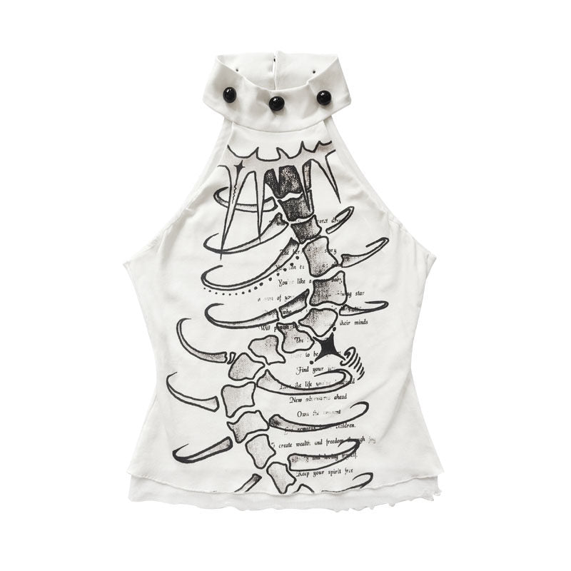 Print Halter Neck Slimming Tank Top