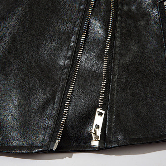 Cropped Loose Leather Jacket