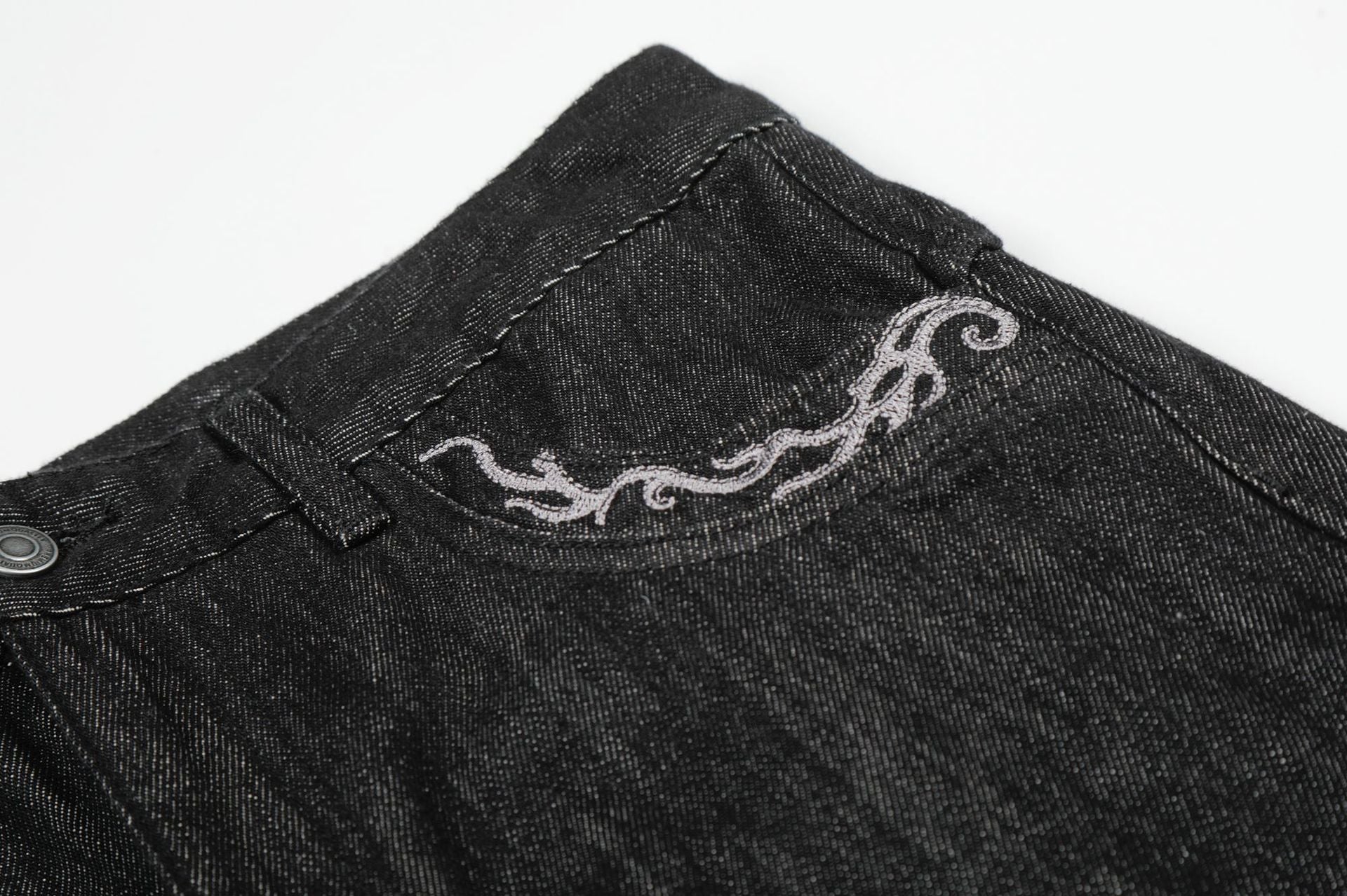 Washed Embroidery Flare Denim Jeans