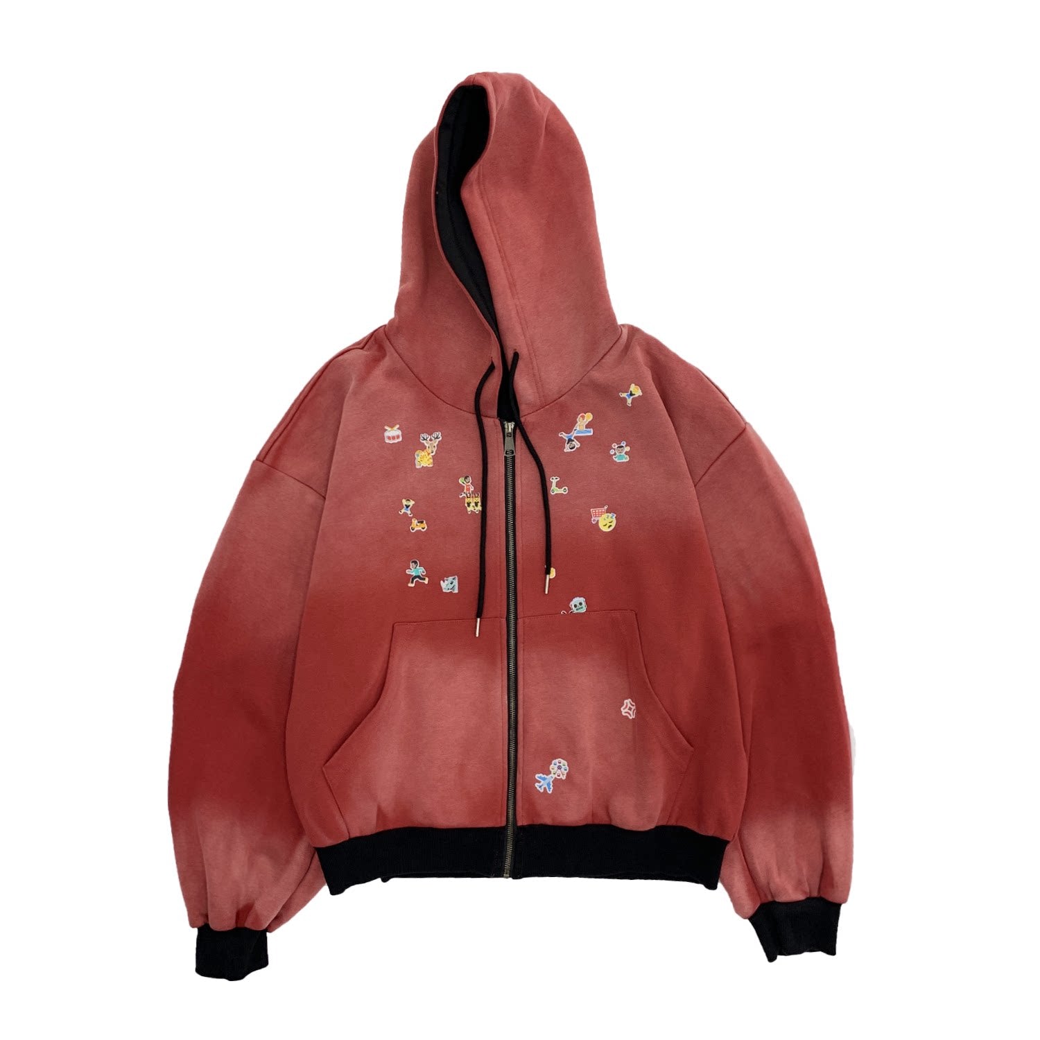 Gradient Embroidery Oversize Zipper Hoodie