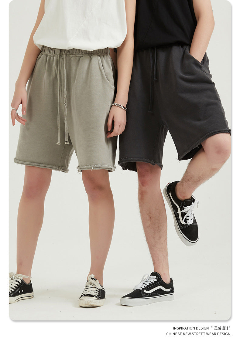 Washed Vintage Raw Edge Short Sweatpants