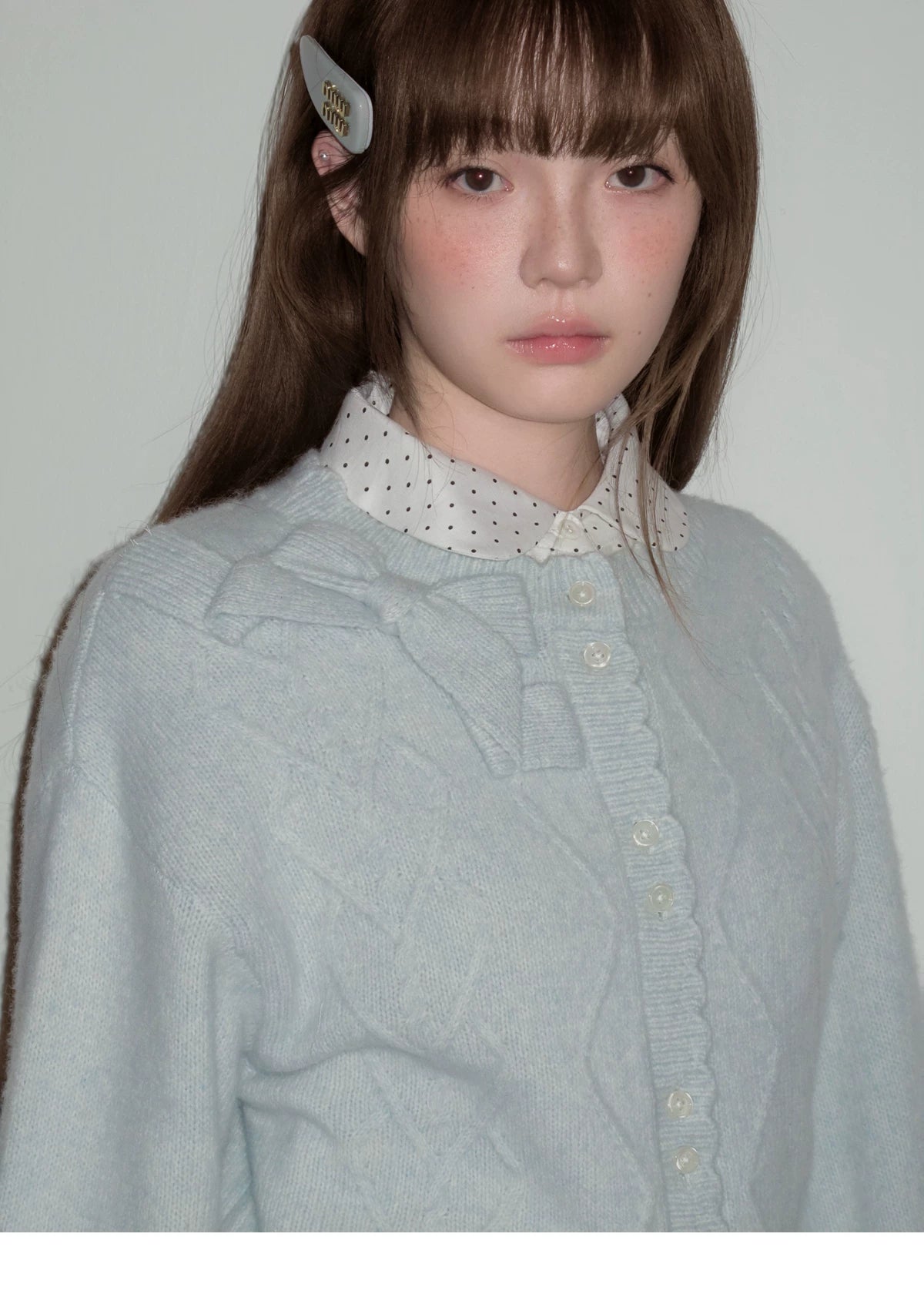 Moonlight Silhouette Bow Detail Wool Knit Cardigan