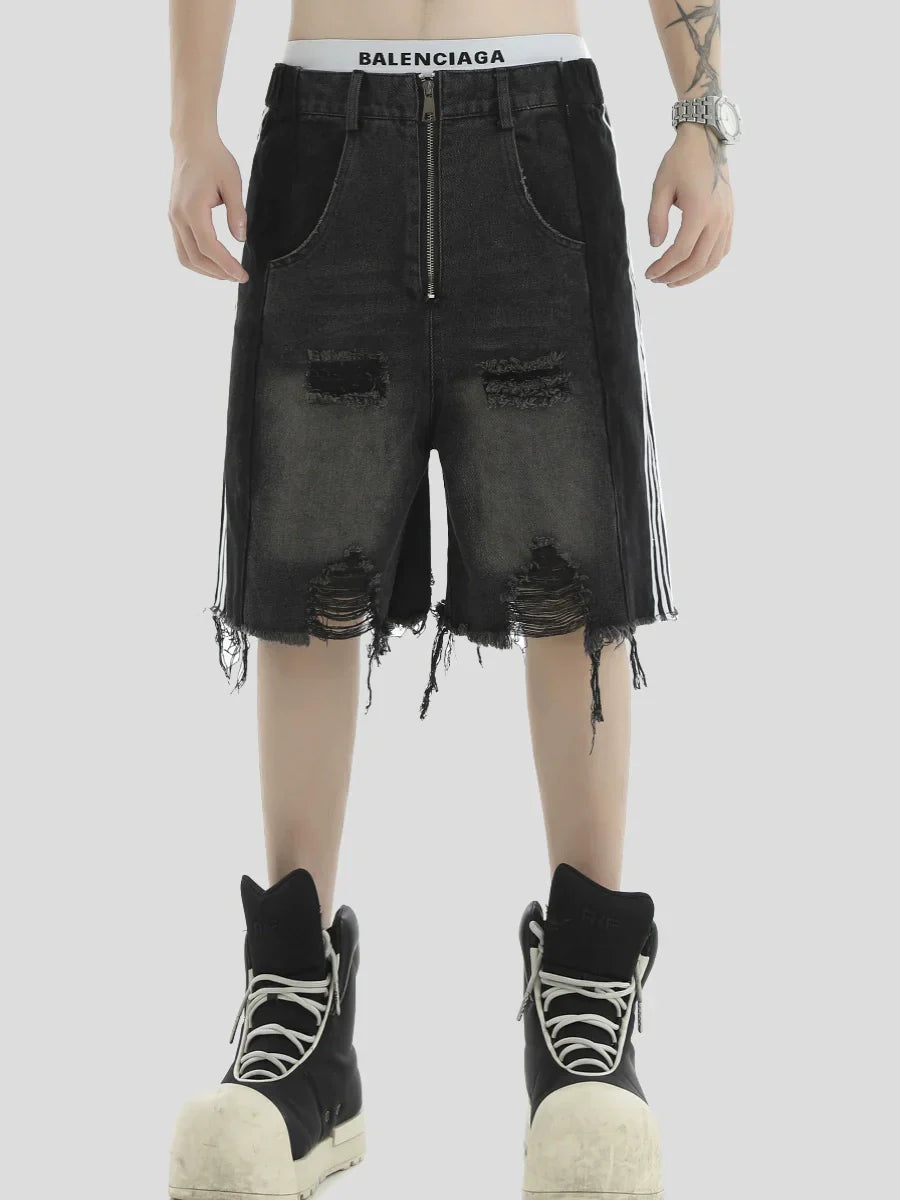 Raw-edge Denim Short Pants