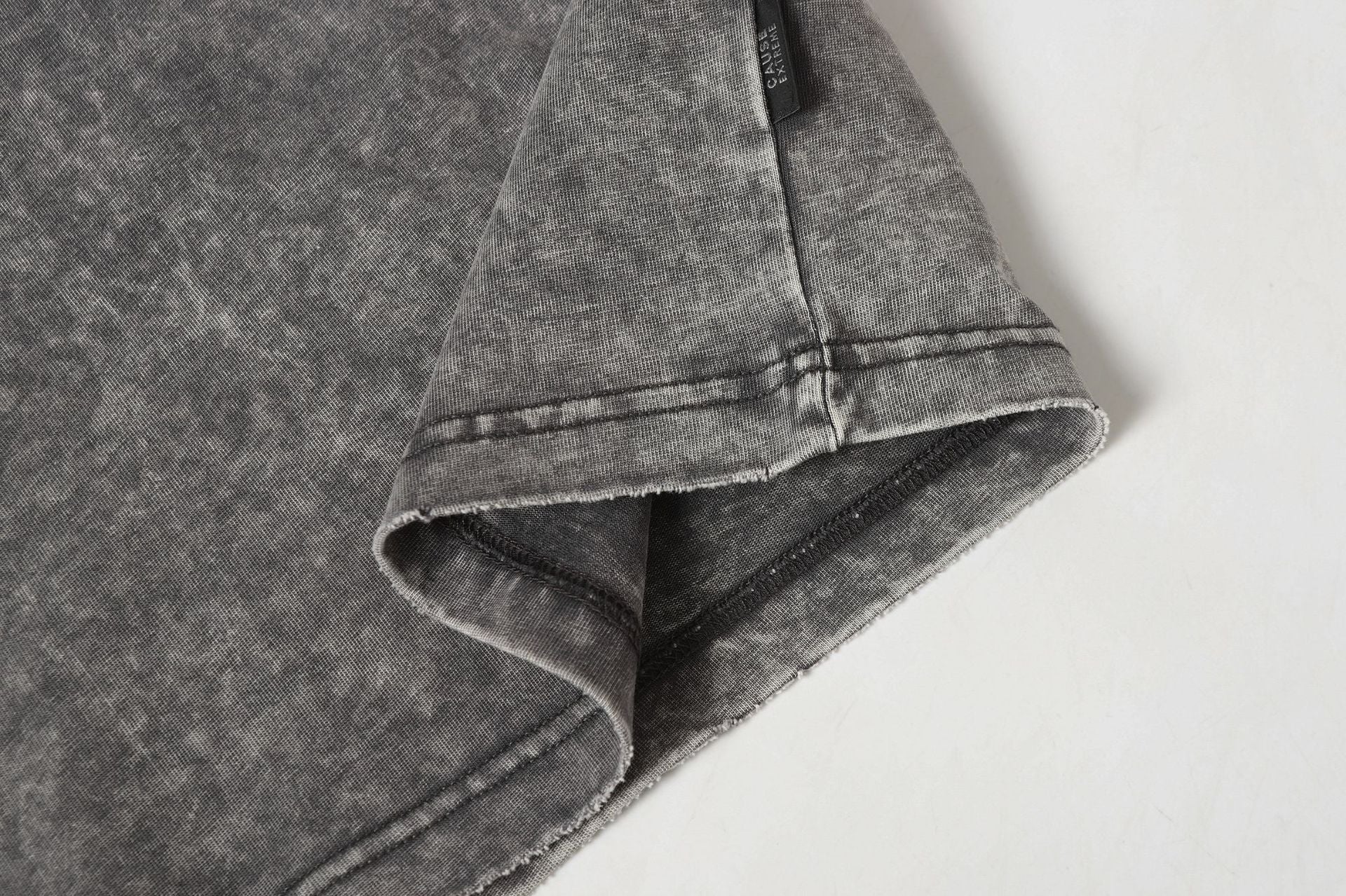 Washed Panel Design Zipper Detail Short Sleeve T-Shirt