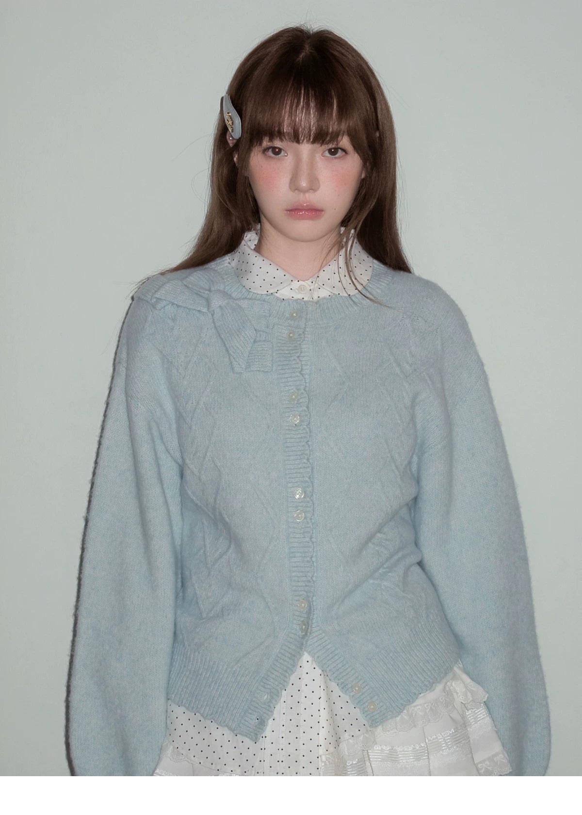 Moonlight Silhouette Bow Detail Wool Knit Cardigan