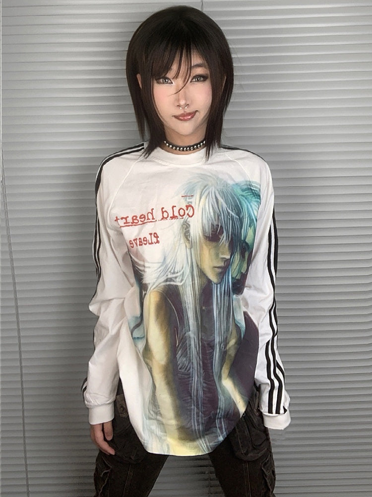 Heavyweight Y2k Video Game Character Print Long Sleeve T-Shirt