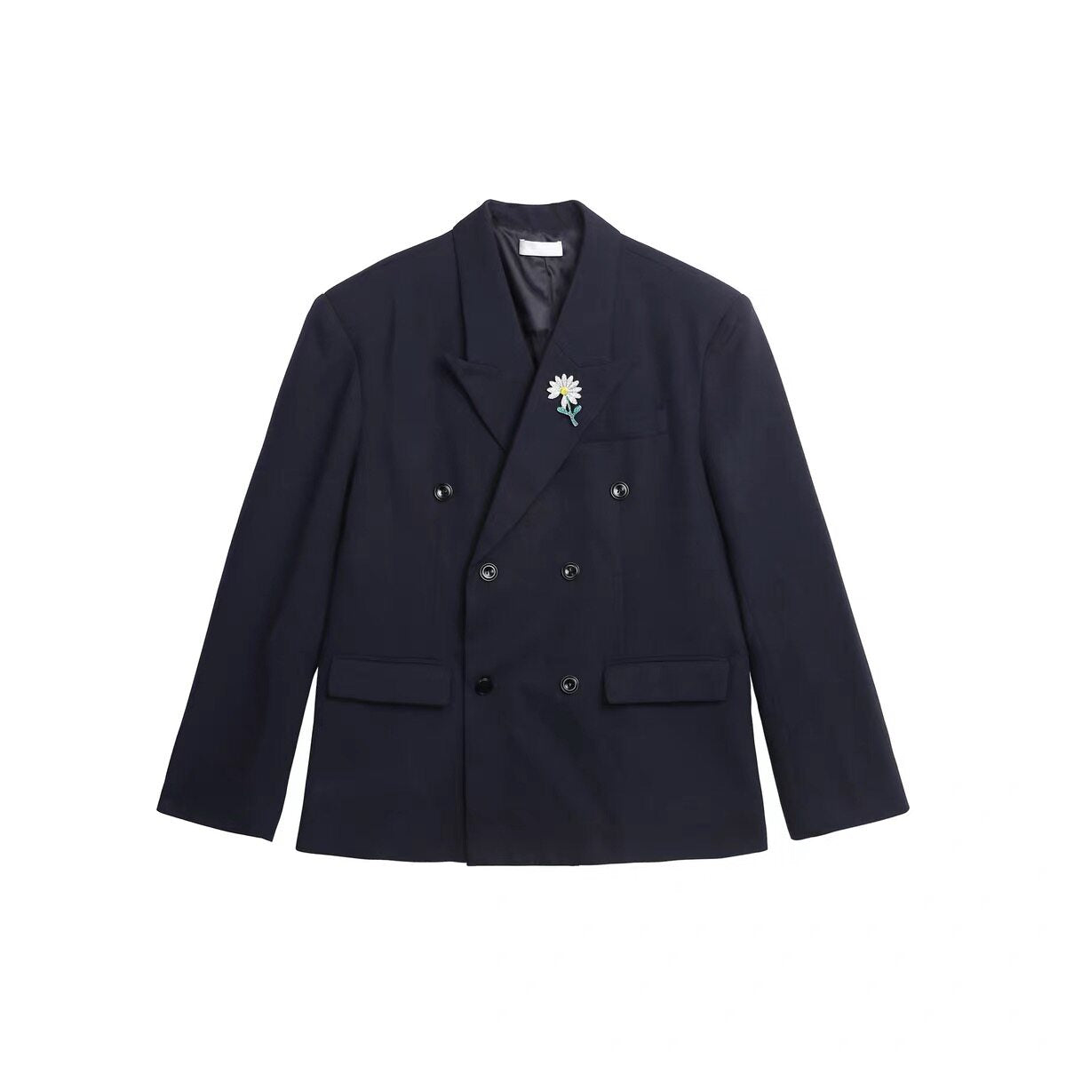 Daisy Brooch Double-Breasted Tailored Jacket & Straight Trousers Setup