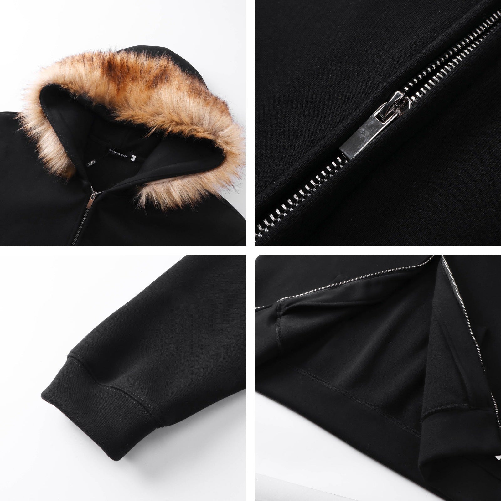 Sweat à capuche zippé avec doublure polaire en fausse fourrure