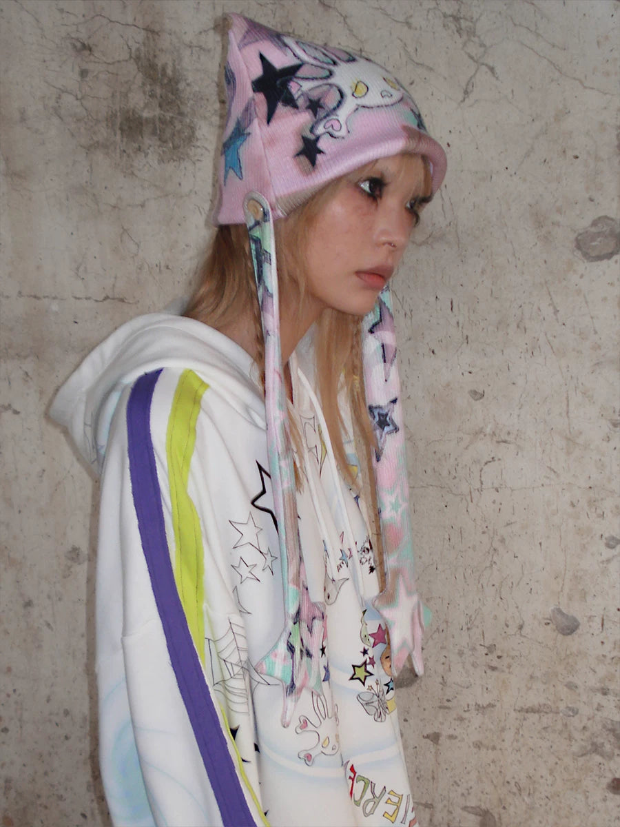 Bonnet en tricot à motif de crâne de lapin
