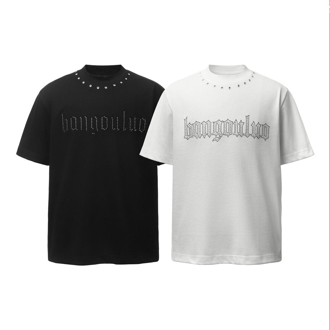 Letter Rhinestone Oversize Short Sleeve T-Shirt