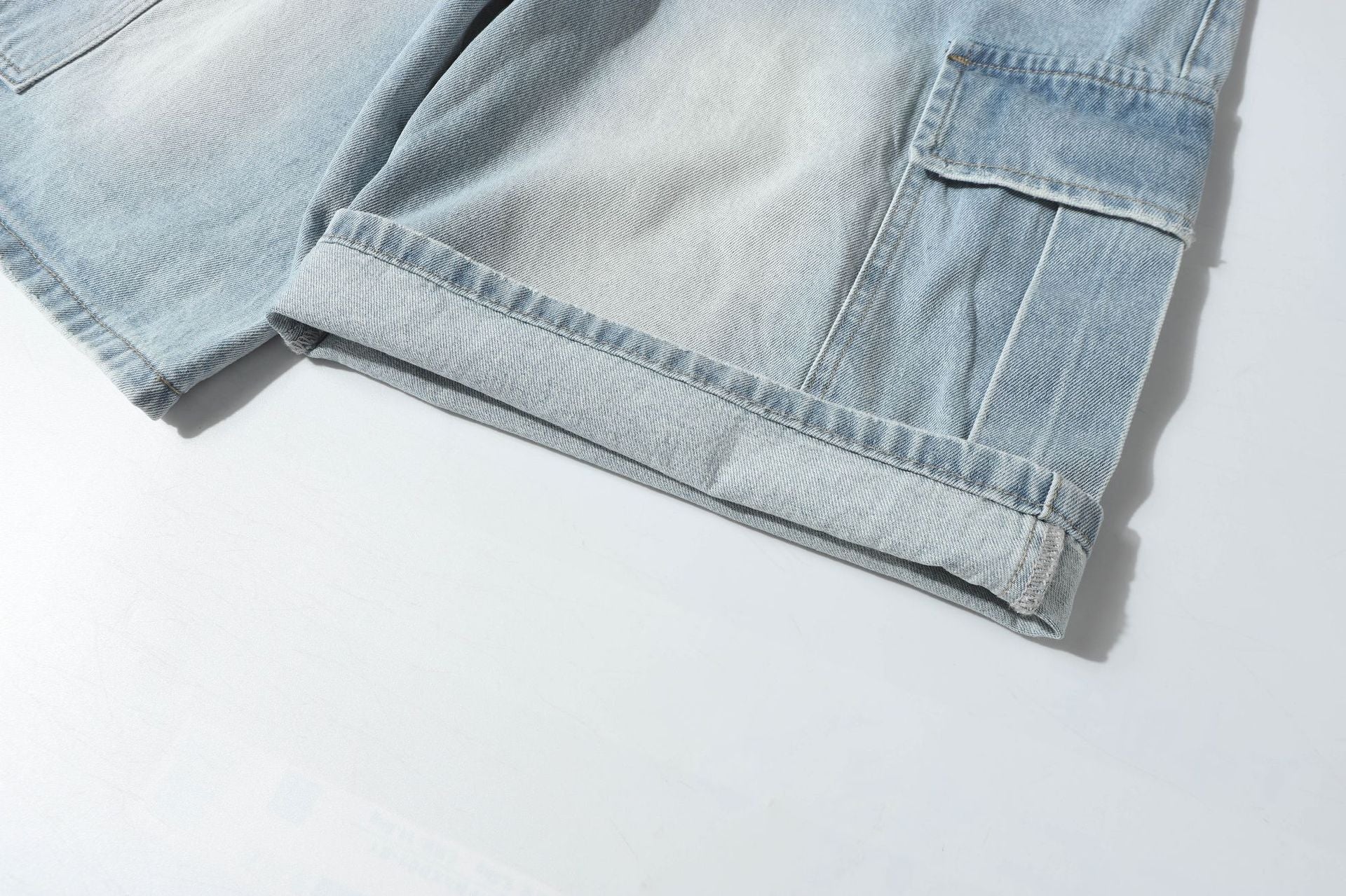 Washed Multi-Pocket Denim Jort