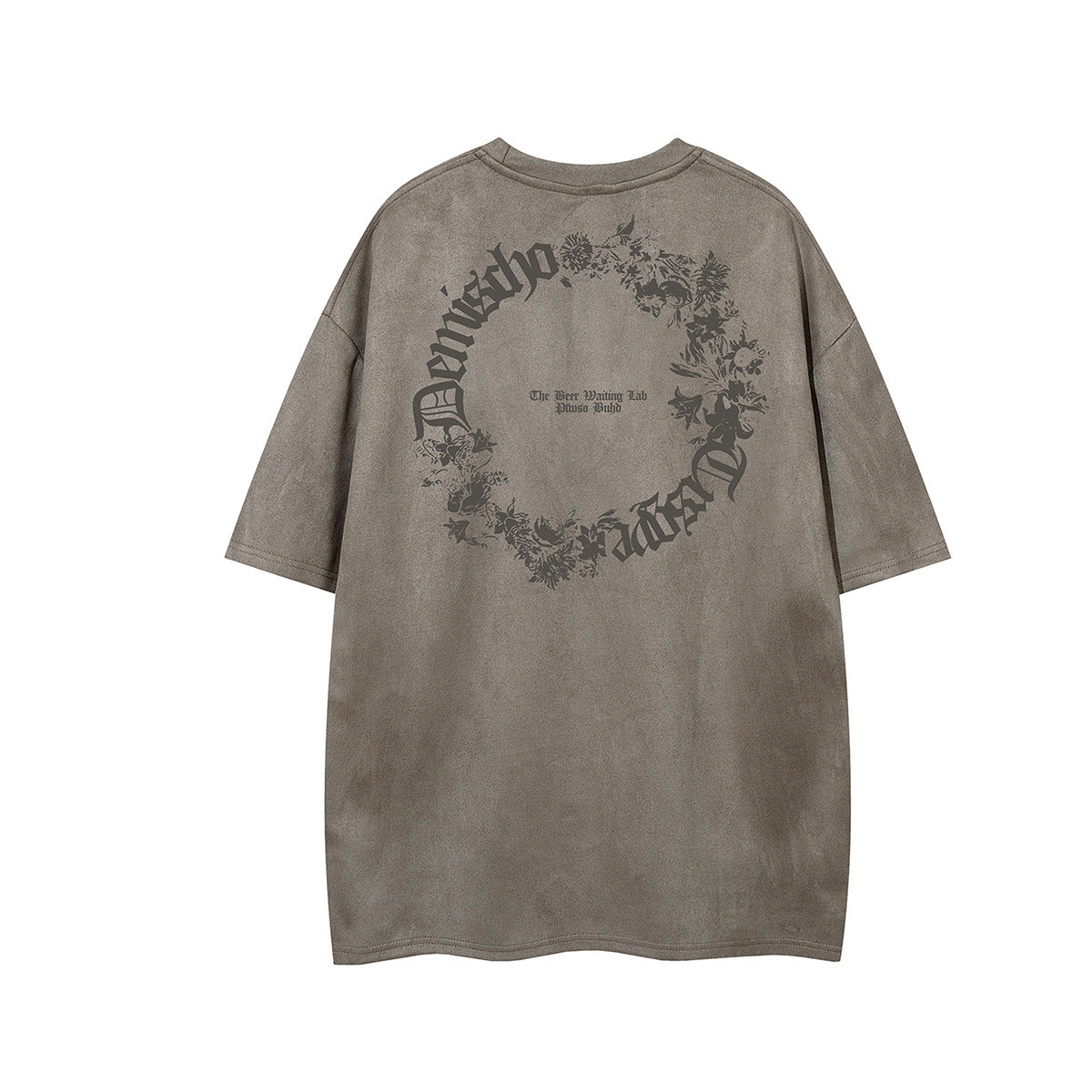 Suede Letter Print Short Sleeve T-Shirt
