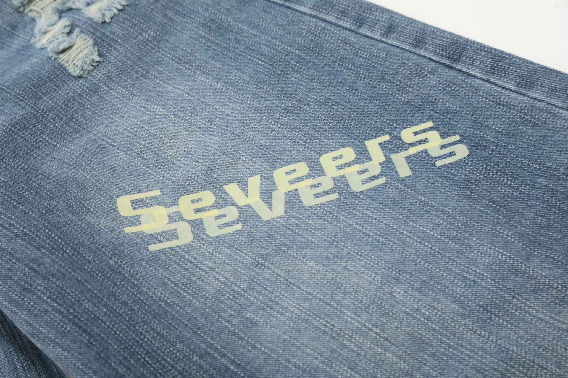 Star Heart Print Curved Wide Leg Denim Jeans
