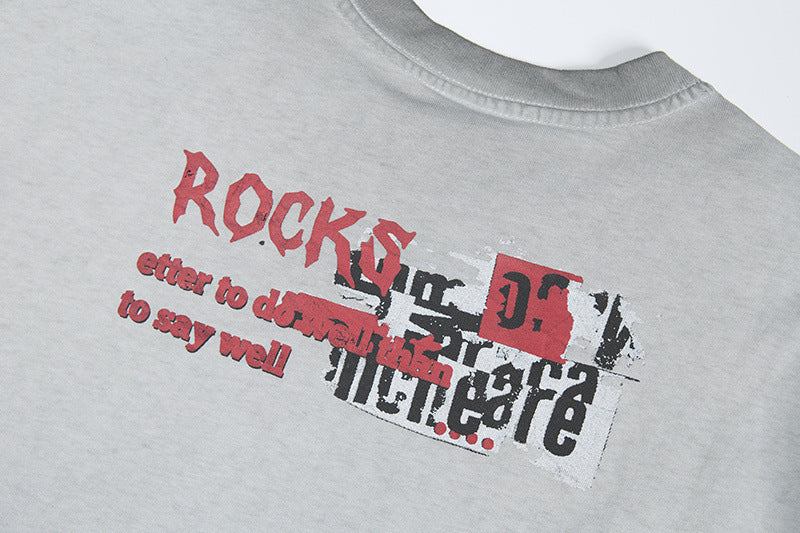 Washed Rock Band Print Short Sleeve T-Shirt