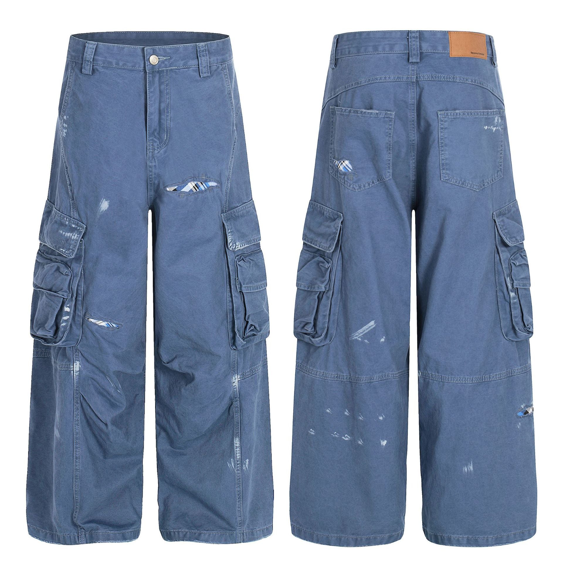 Damage Dirty Wide Leg Curved Cargo Pants