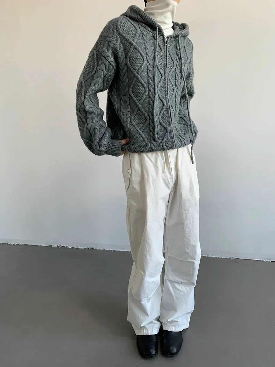 Hooded Oversize Cable Knit Sweater