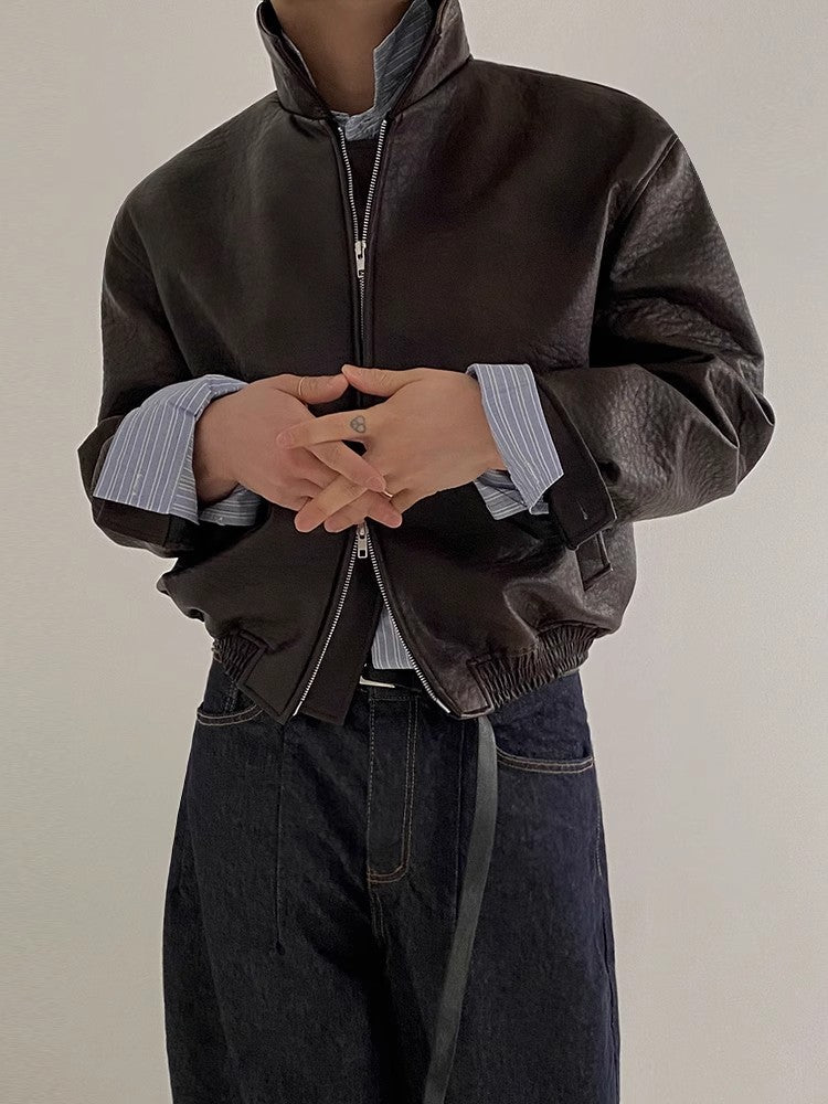 PU Leather Zipper Jacket