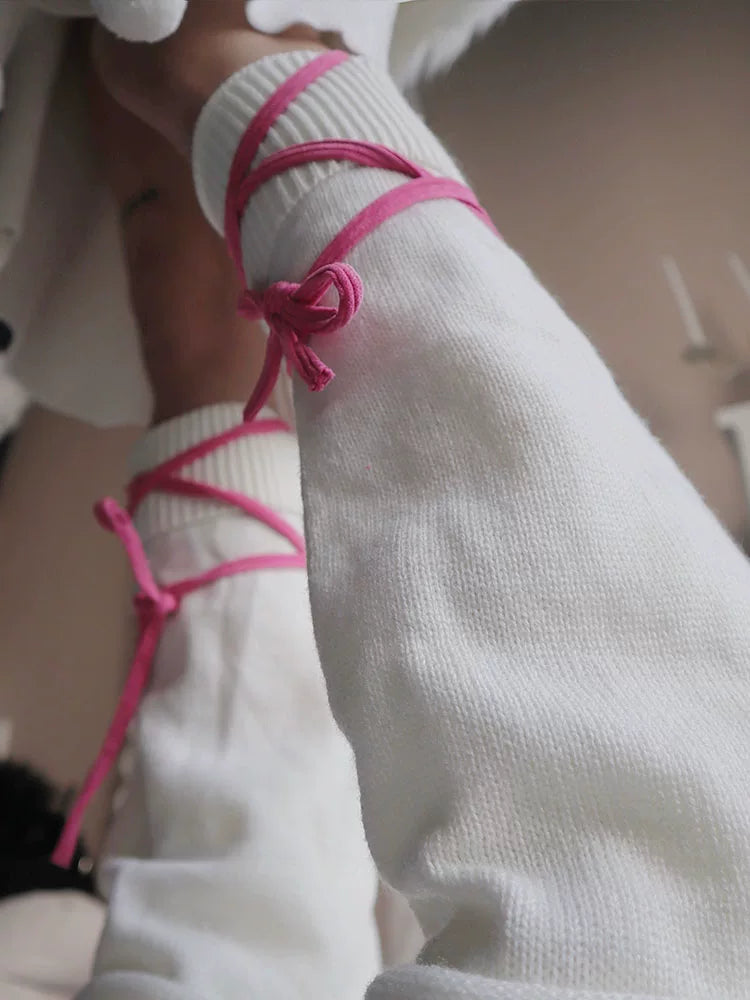 Tie-Strap Knit Leg Warmers