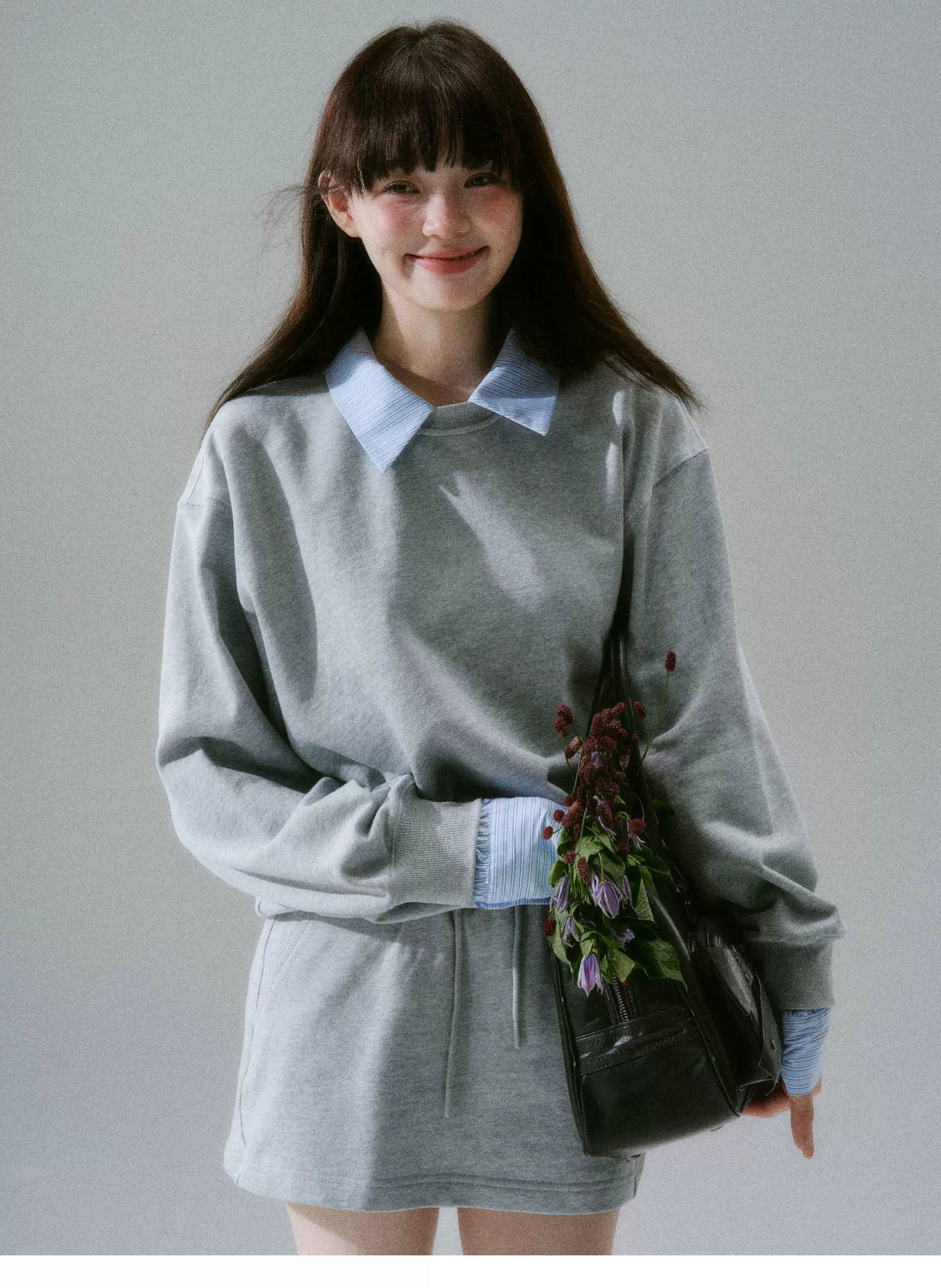 Skin-Friendly Sweatshirt & Short Skirt Setup