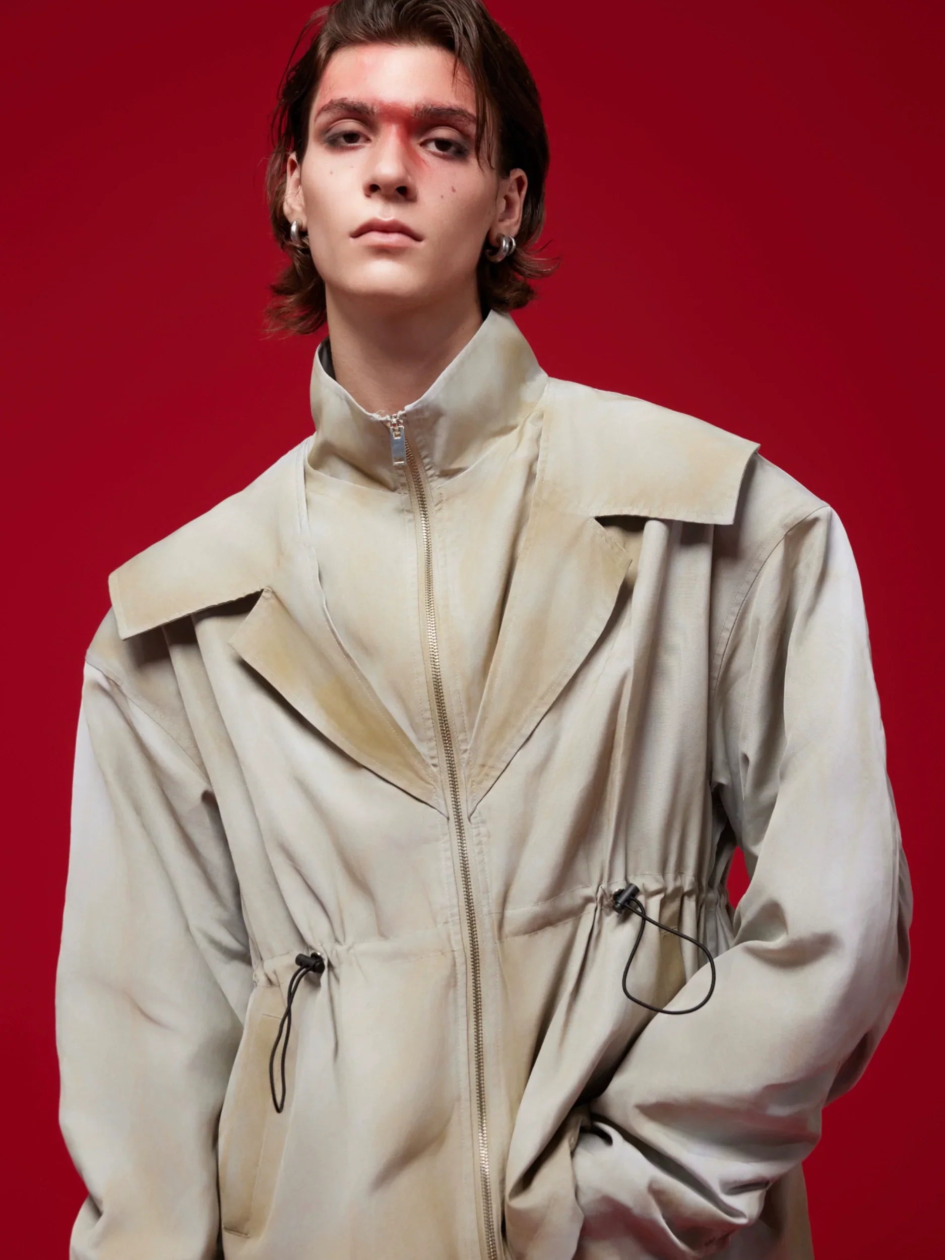 Fake Layered Design Sporty Jacket & Wide Leg Pants Setup
