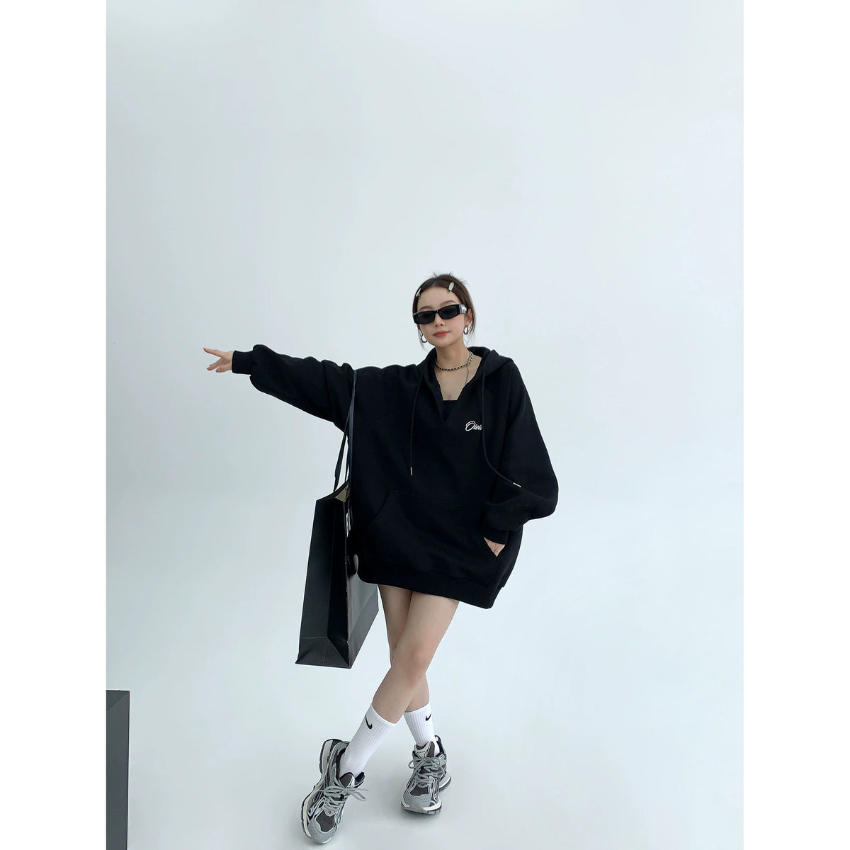 Oversized V-Neck Hoodie