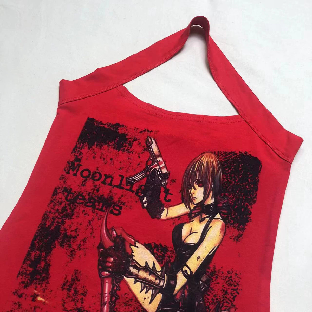 Cartoon Print Halter Tank Top