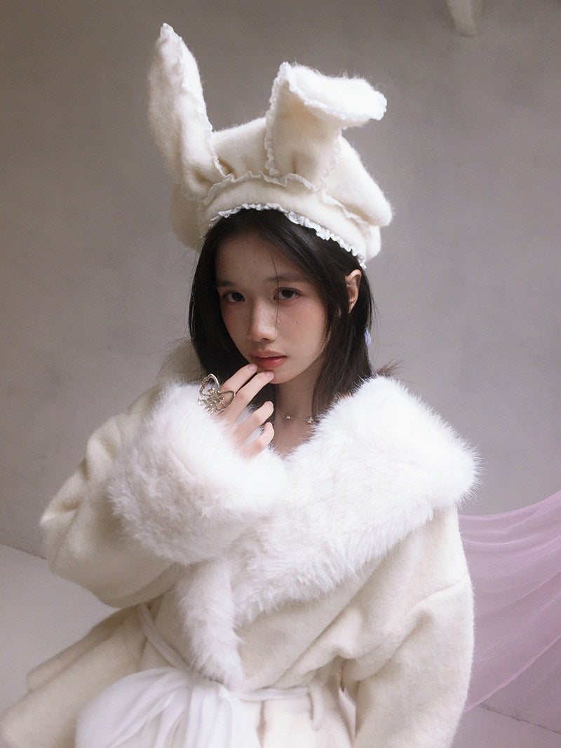 Wire Bunny Ear Lace Beret Hat