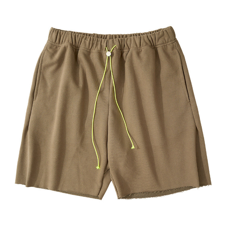 Frayed Hem Drawstring Cotton Short Pants