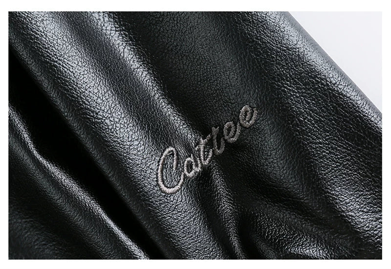 Oversized Standing-Collar PU Leather Jacket