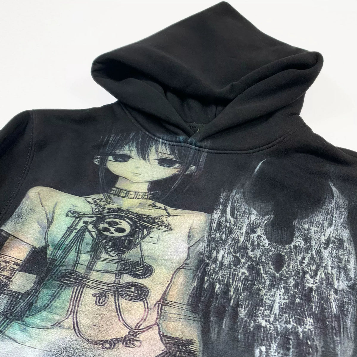 Acid Metal Girl Print Heavyweight Fleece-Lined Hoodie