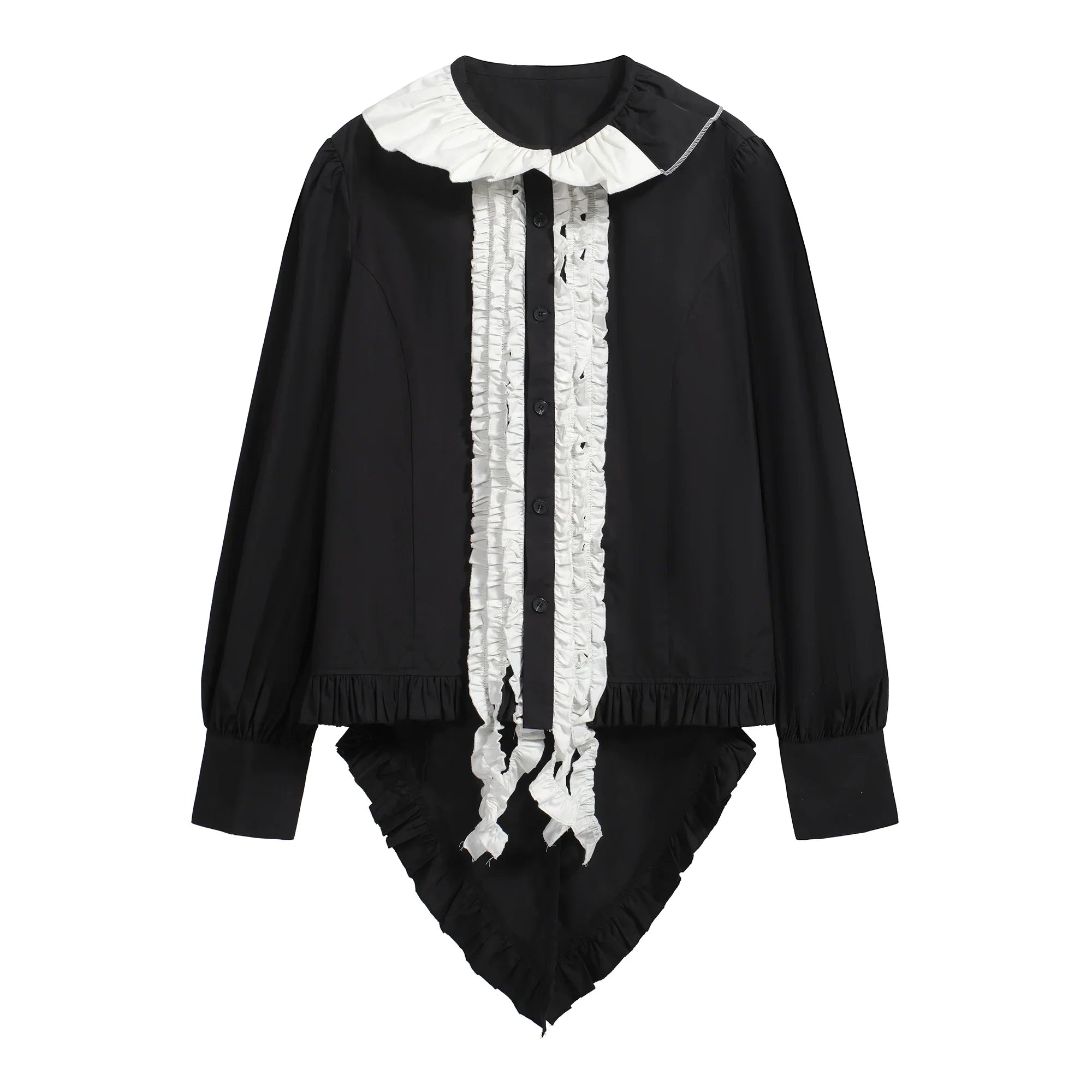 3D Cut Collar Oversize Long Sleeve Shirt