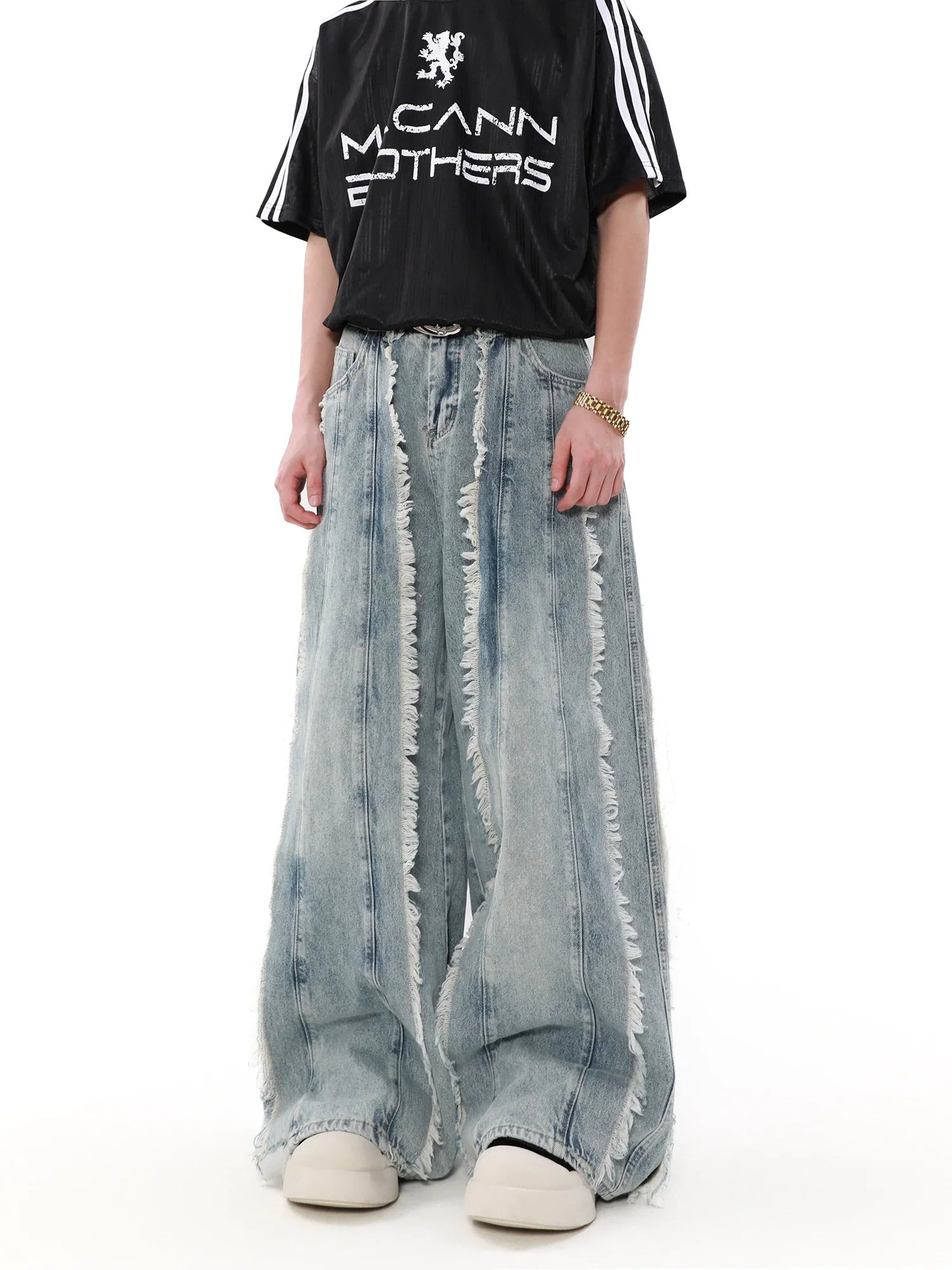 Tassel Design Wide Leg Denim Jeans