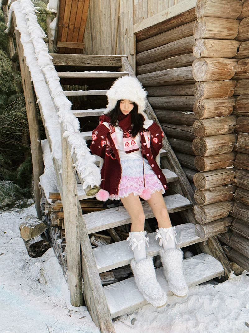 Strawberry Cake Knit Cardigan