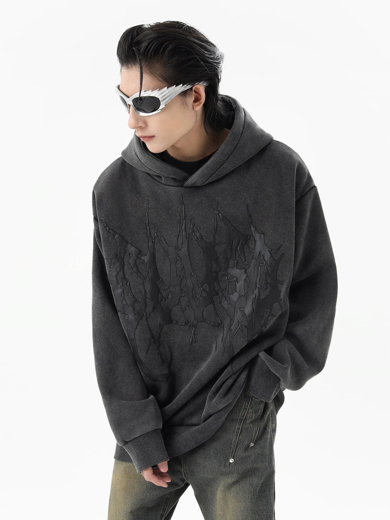 Sudadera con capucha de gran tamaño con forro polar lavado