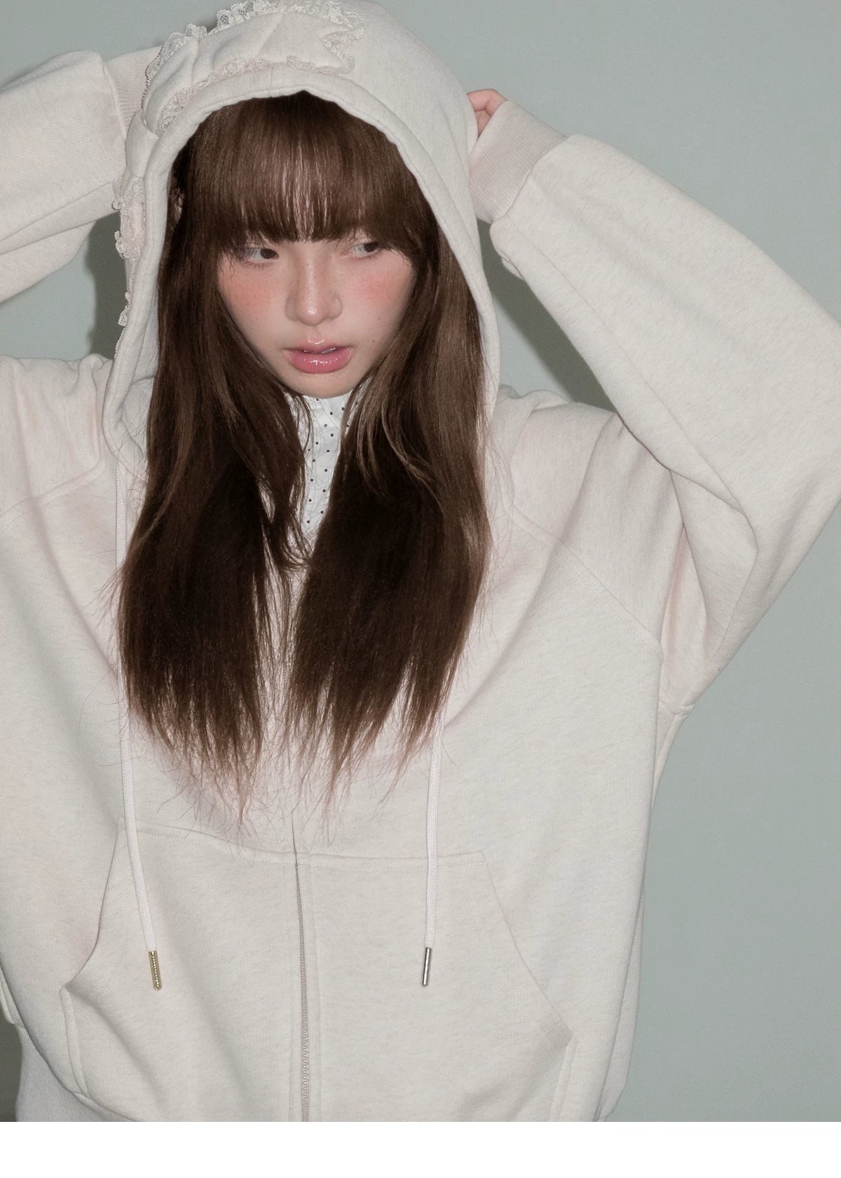 Bow Design Zipper Hoodie