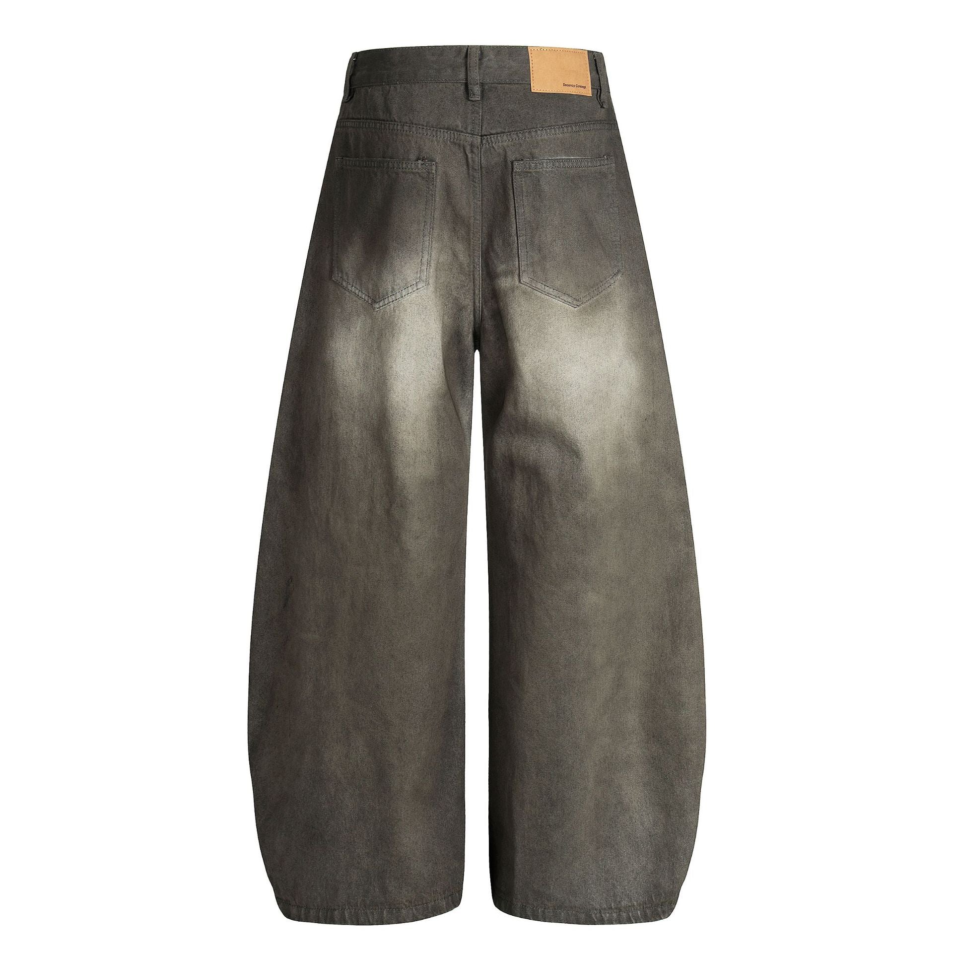 Dirty Washed Curved Denim Jeans