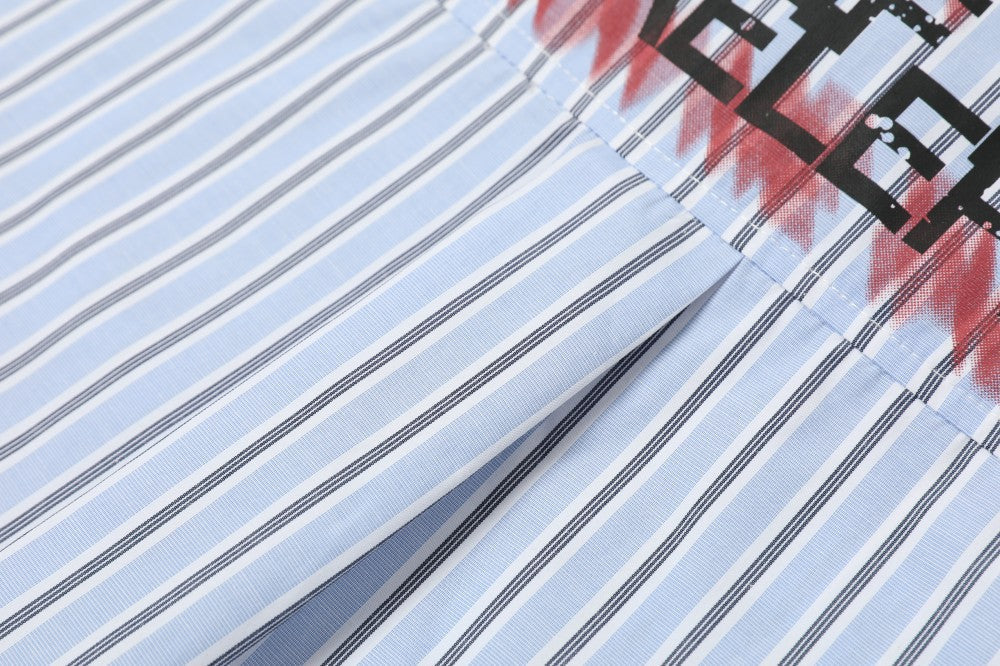 Stripe Letter Print Long Sleeve Shirt