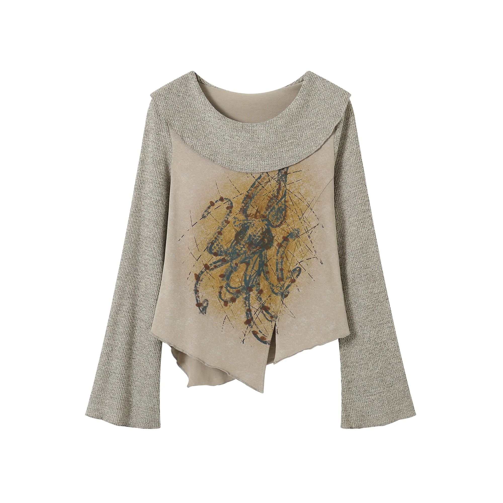 Abstract Art Asymmetric Knit Sweater