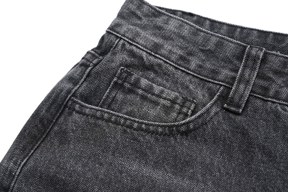 Pierced Distressed Denim Shorts