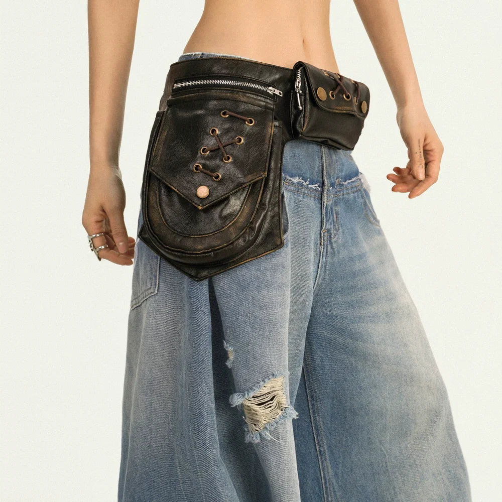 PU Leather Metal Buckle Design Waist Bag
