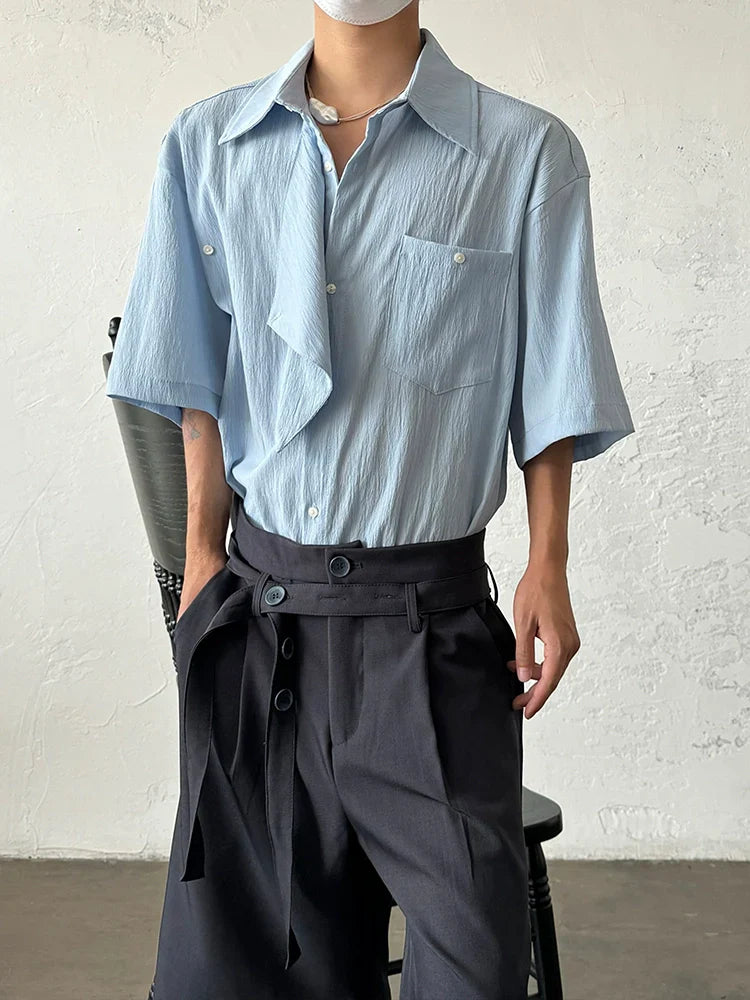 Asymmetrical Patchwork Short Sleeve Shirt