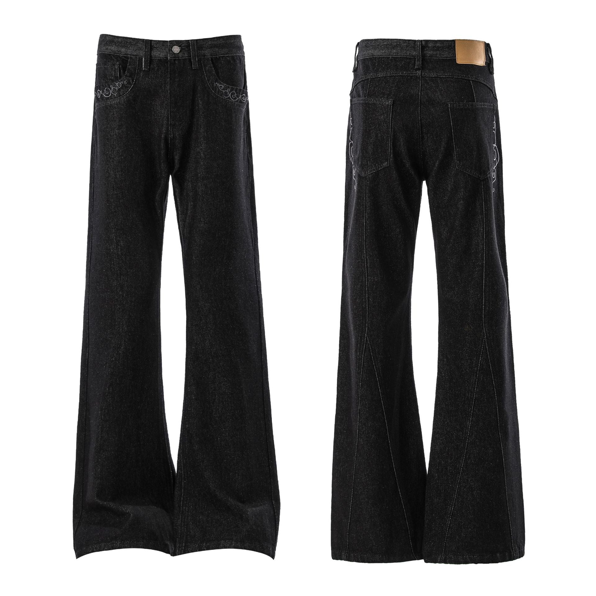 Pocket Embroidery Flare Denim Jeans