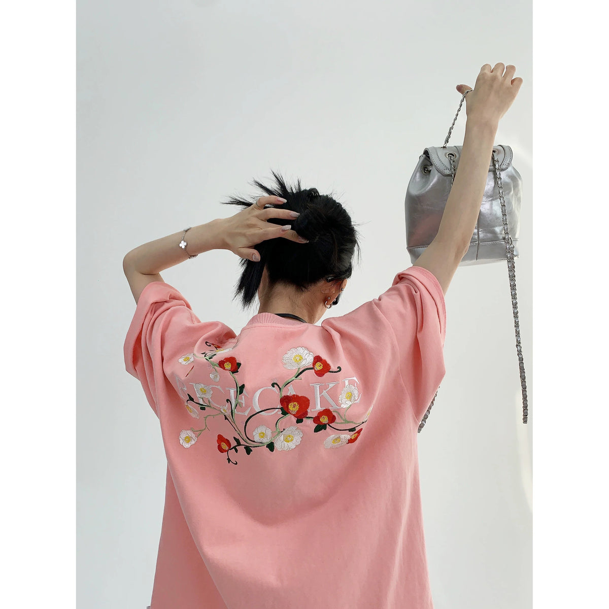 Oversized Flower Print Short Sleeve T-Shirt