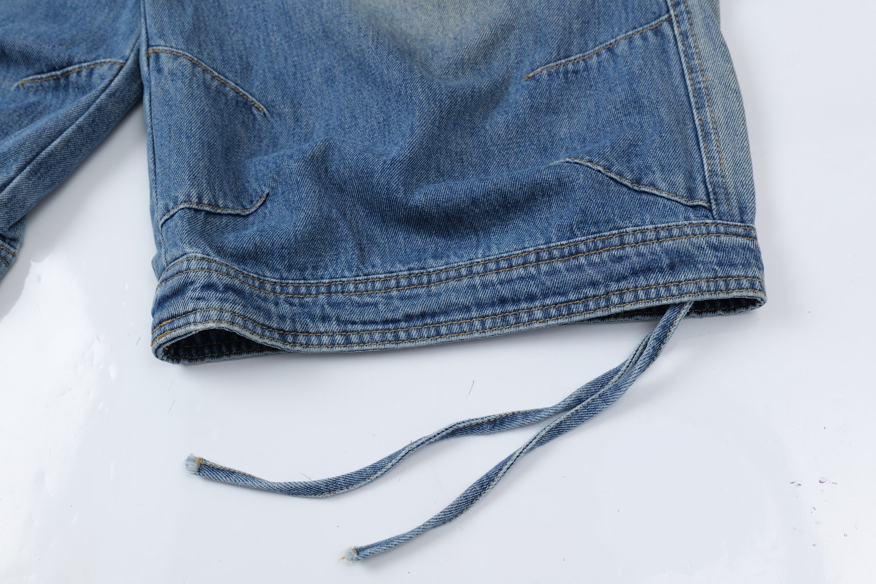 Washed Multi Pocket Cargo Denim Jort