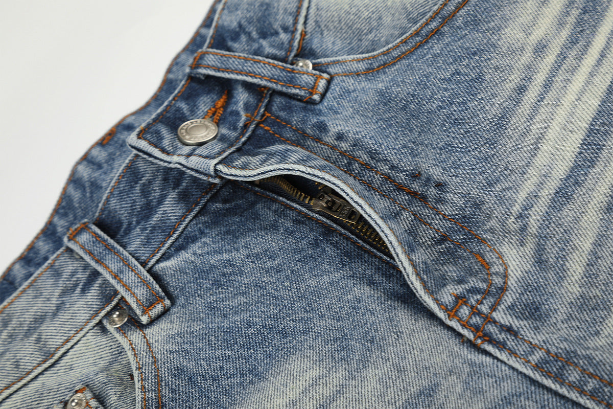 Washed Whisker Denim Jort