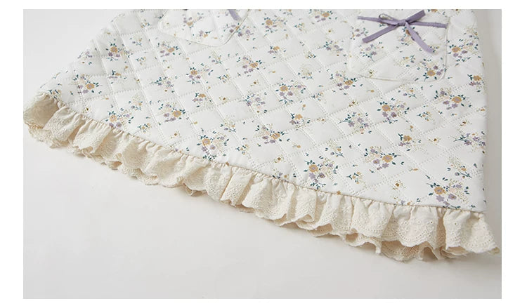 Lace Quilted Cotton Jacket & Short Skirt Setup