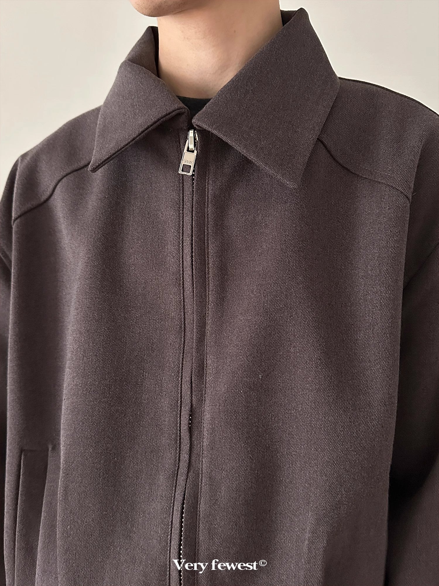 Cleanfit Metal Zipper Lapel Short Jacket