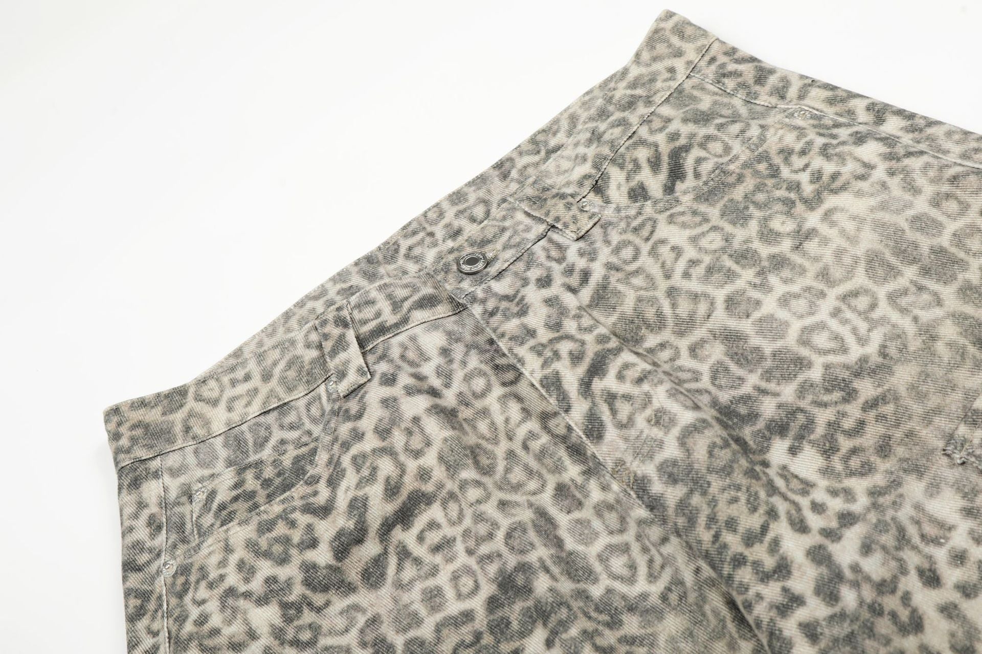 Leopard Multi-Pocket Wide Leg Cargo Pants