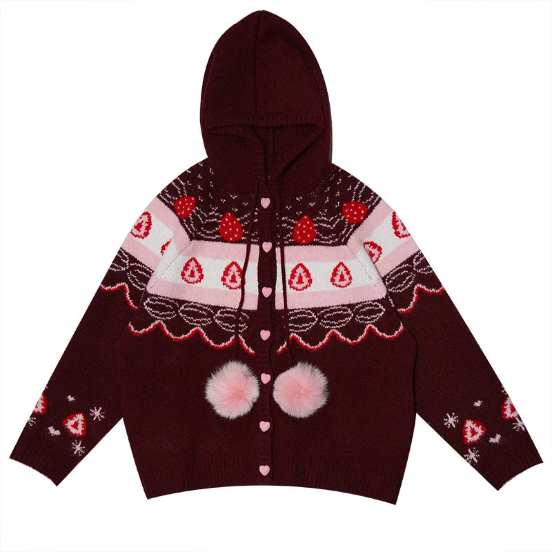 Strawberry Cake Knit Cardigan